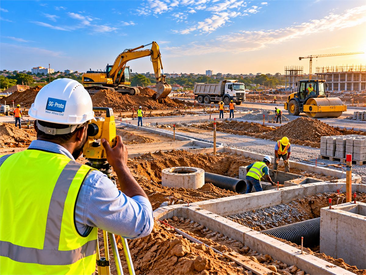 Engineers reviewing civil works on site